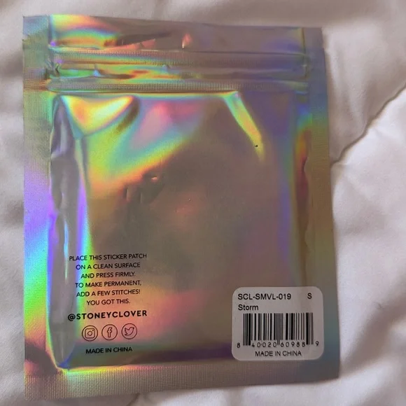 NWT Stoney Clover Lane Denim Varsity Letter S Patch Sticker Storm Grey - Picture 2 of 2